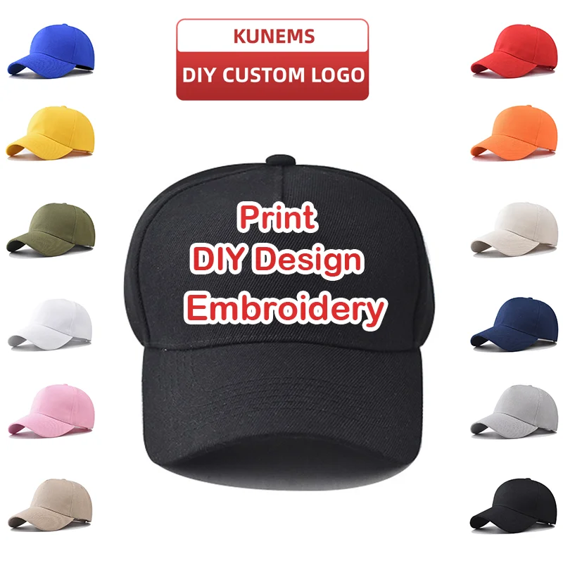 KUNEMS Custom Five-panel Baseball Cap Design Your Own Hats Adjustable Caps Relaxed Fit for Man Woman Wholesale Custom Sun Hats