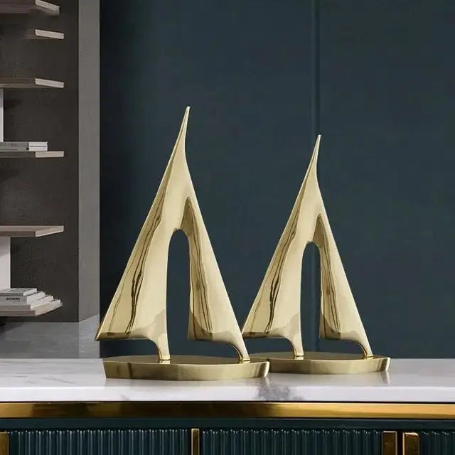 Nordic light luxury sailboat Ornaments porch study Room decoration pure brass metal boat art Home Decor office decoration Gifts