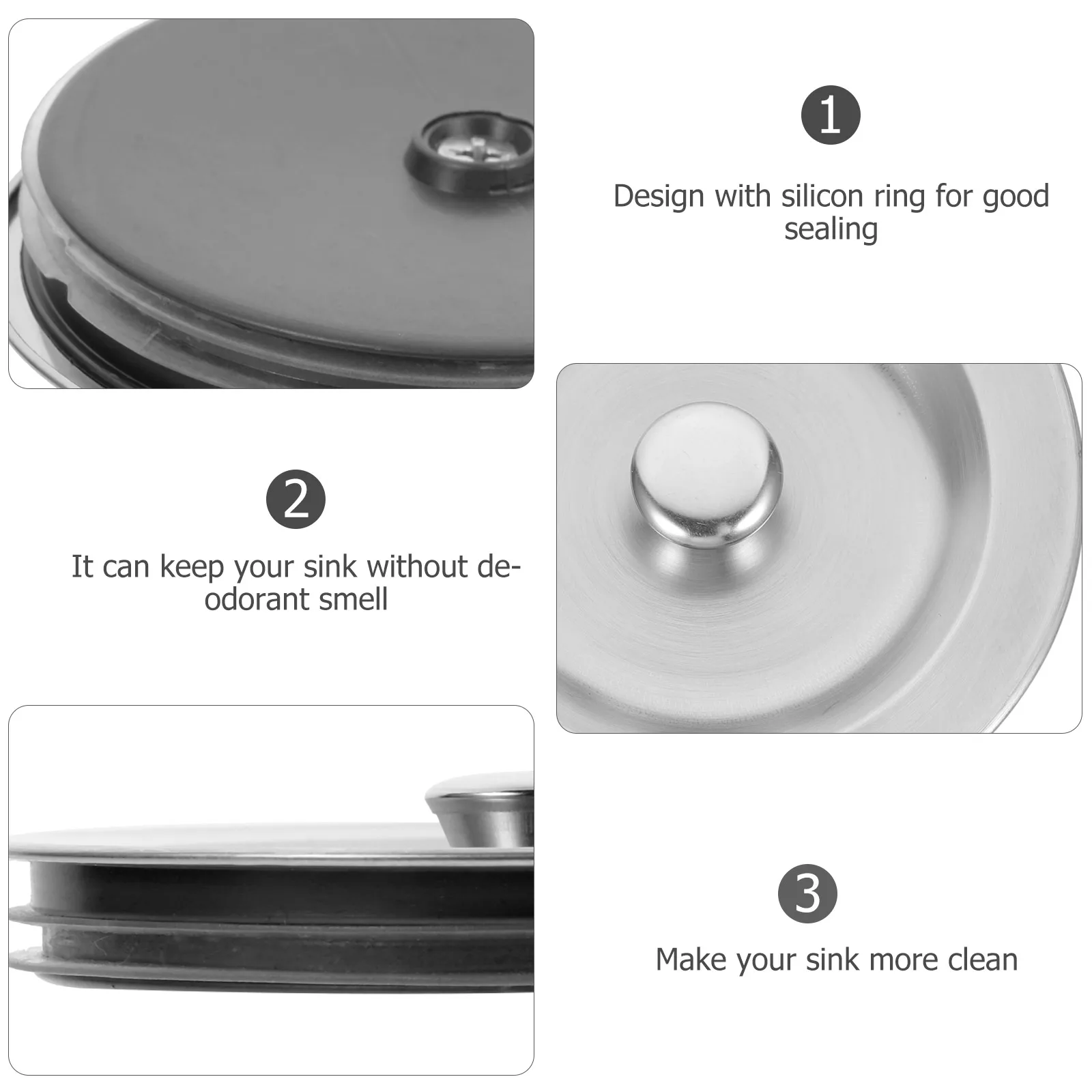 

2 Pcs Plug Sink Stopper Floor Drain Cover Earth Tones Stainless Steel for Kitchen