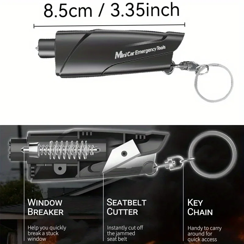 Safety Hammer Car Emergency Rescue Kit Key Chain Knife Life Saving Seat Belt Cutter Window Breaker Glass Emergency Hammer