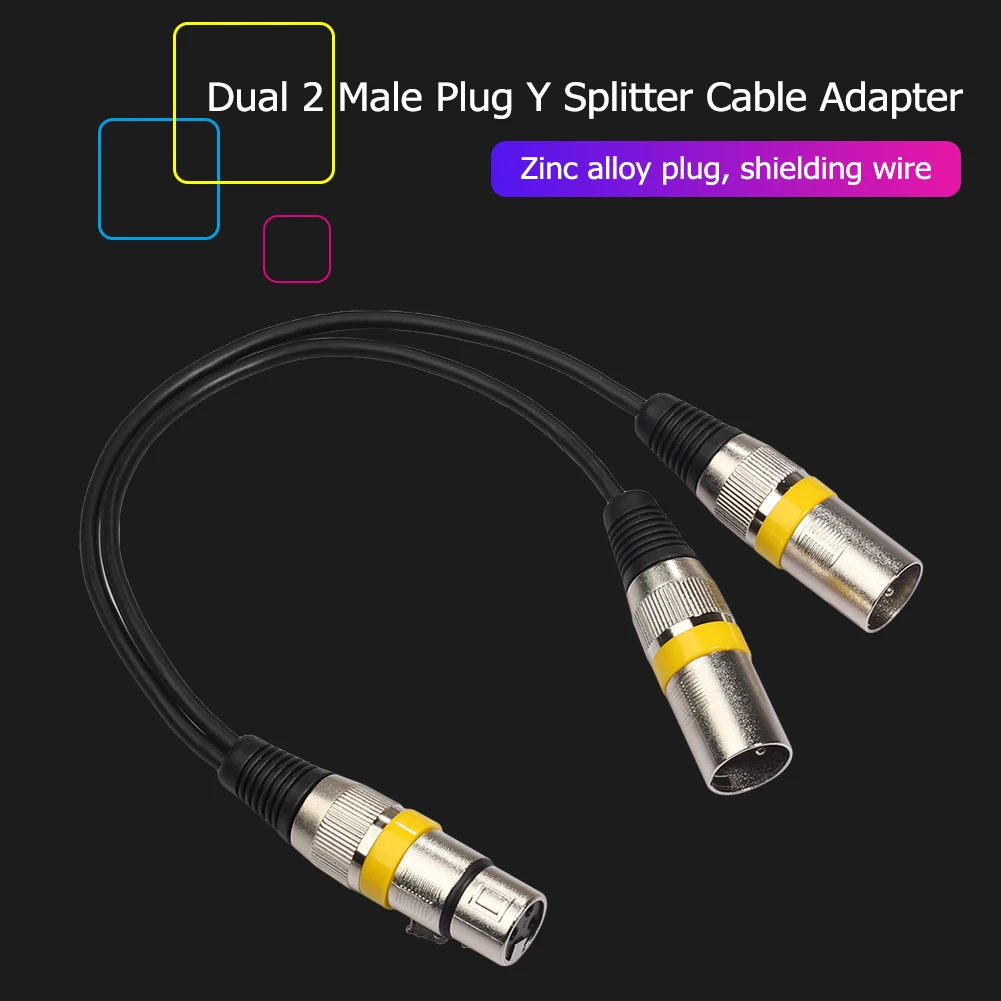 XLR Y Cable 1 Female To 2 Male 3 Pin XLR Female To Dual XLR Male Patch Y Cable Microphone Splitter Cord
