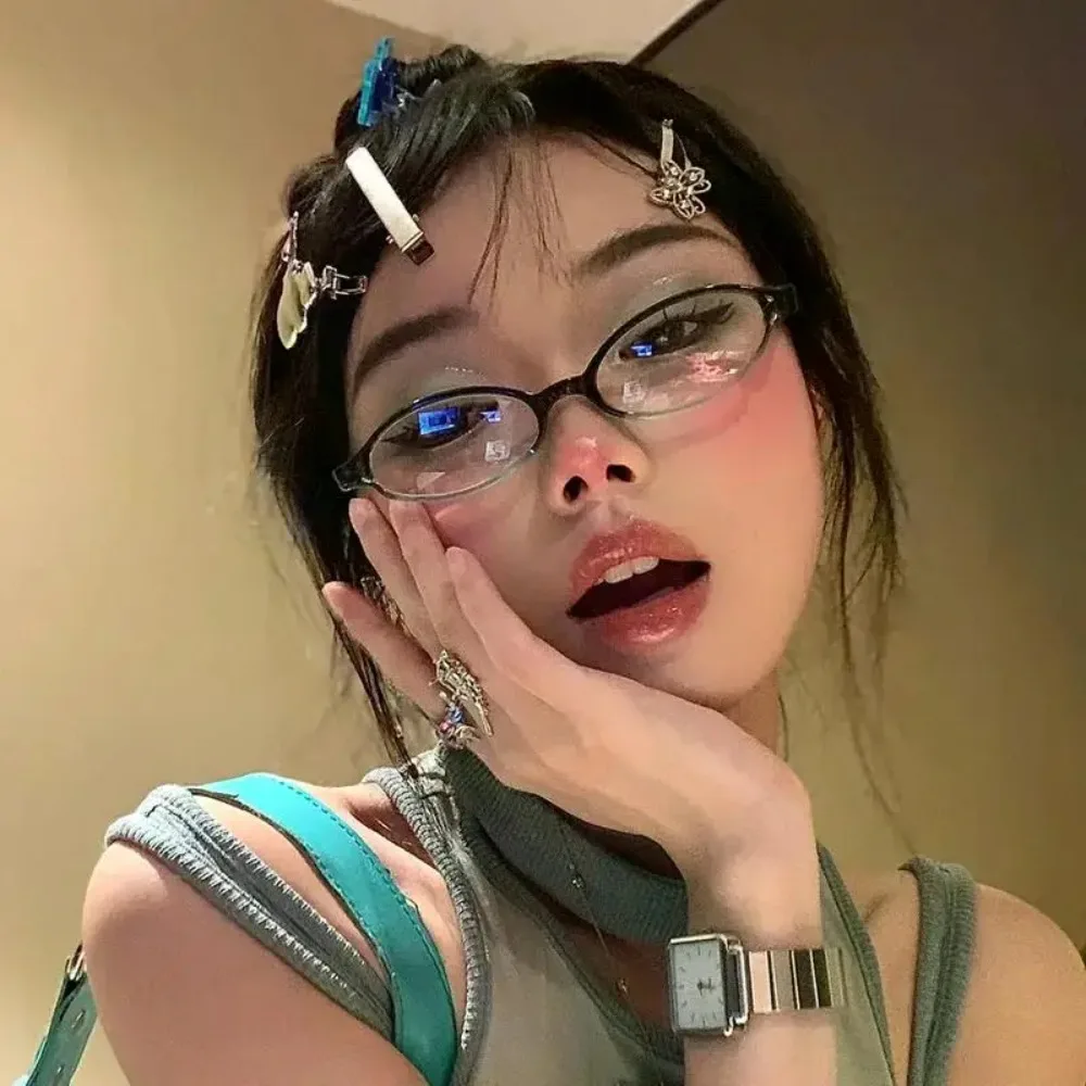 Women Retro Oval Glasses Girls Red Green Frame Eyewear Decorative Computer Reading Anti-blue Eyeglasses Gafas De Sol Hombre