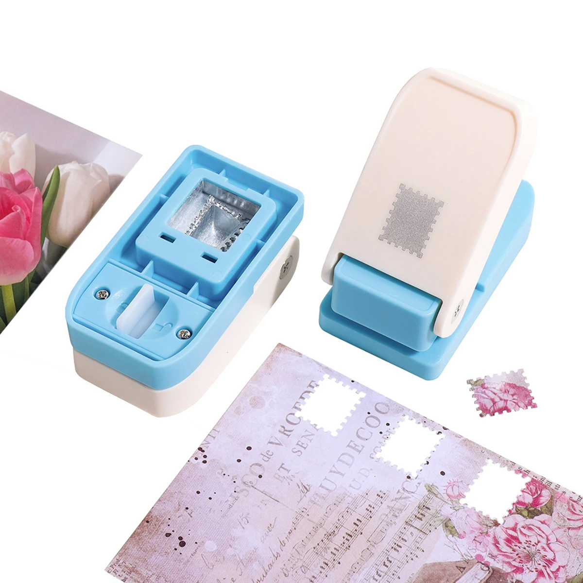 Mini Stamp Shaped Serrated Edge Paper Punch Portable Hole Puncher DIY Card Making Scrapbooking Paper Crafting Embossing Tool