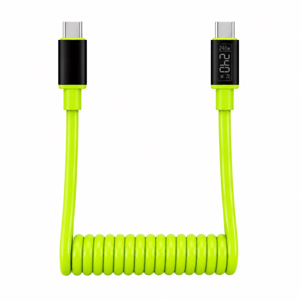 240W Typ-C-auf-Typ-C-Schnellladekabel, universelles, spiralförmiges, teleskopisches USB-Kabel, 6A USB-C-Kabel für Xiaomi, iPhone, Samsung