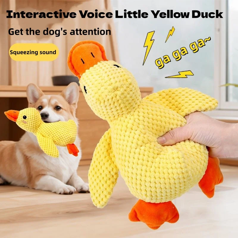 Durable Chew Resistant Plush Duck Dog Toy Quacking Squeaky Sound Teeth Grinding Toy Stress Relief Interactive Pet Play Toy