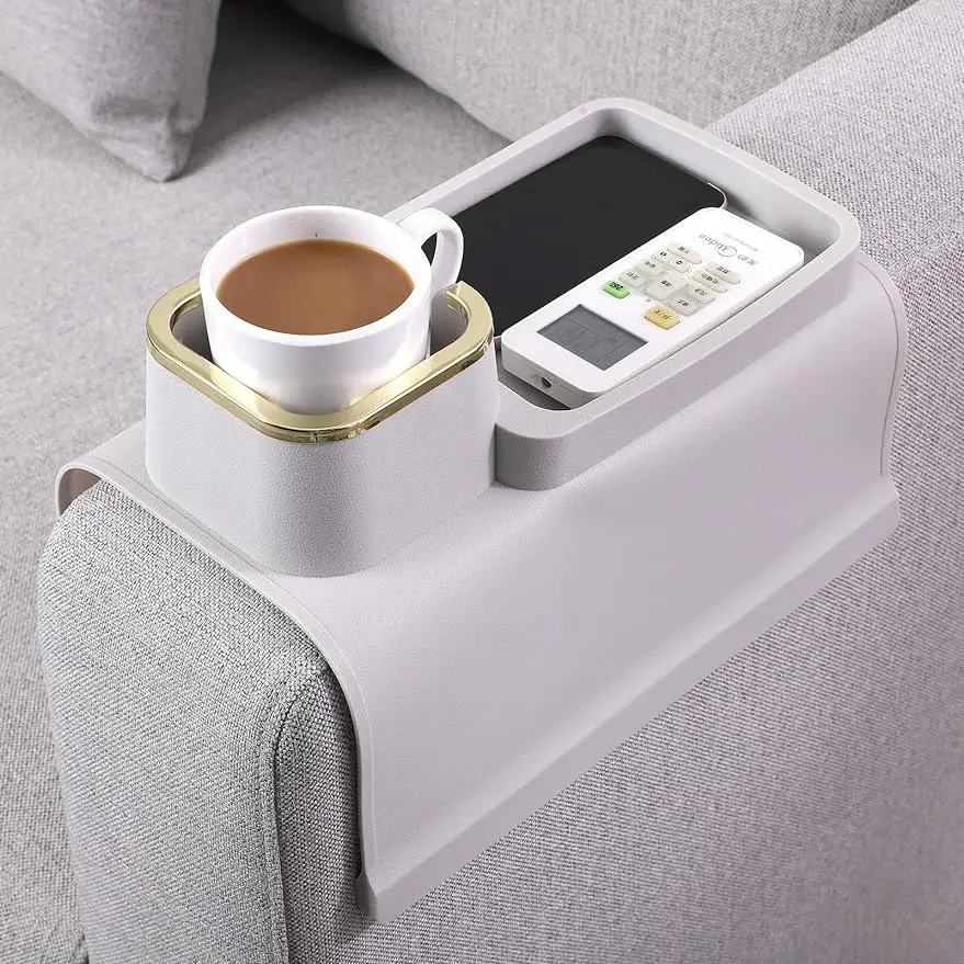 Couch Cup Holder Tray Silicone Couch Armrest Tray Table with Cup Holder Flexible Drink Holder Tray Table for Sofa Arm Organizer