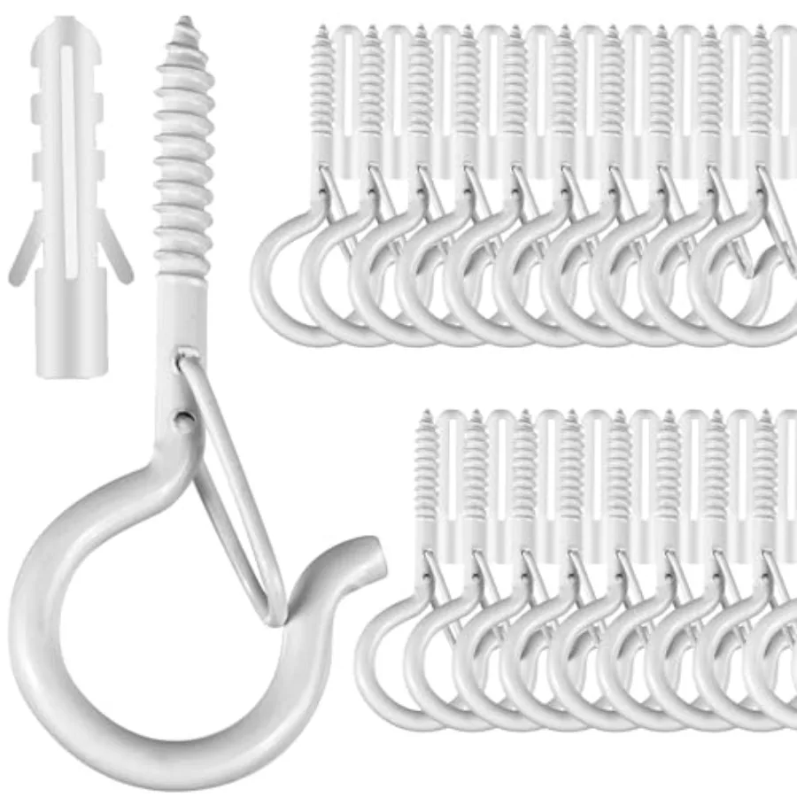 

Screw-in Hooks for Outdoor String Lights, Q Hangers Hooks Outdoor for Outside, Swivel Hanging Basket Patio Light Hooks with Saf