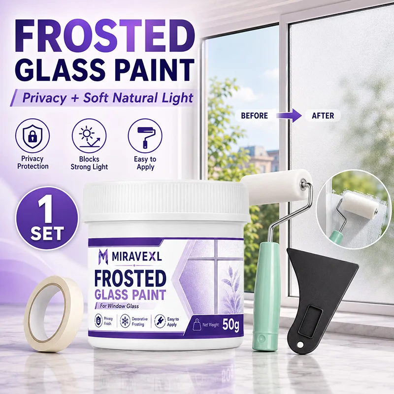 MIRAVEXL Matte Frosted Glass Paint Opaque Window Privacy Coating Water-based Sandblasting Paint 50g for Bathroom Kitchen