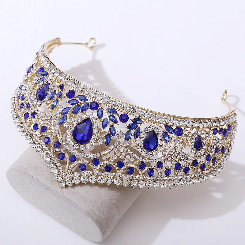 Green Crystal Wedding Dress Tiara Crown Luxury Elegant Rhinestone Tiara Wedding Headdress Hair Accessories Jewelry image 5