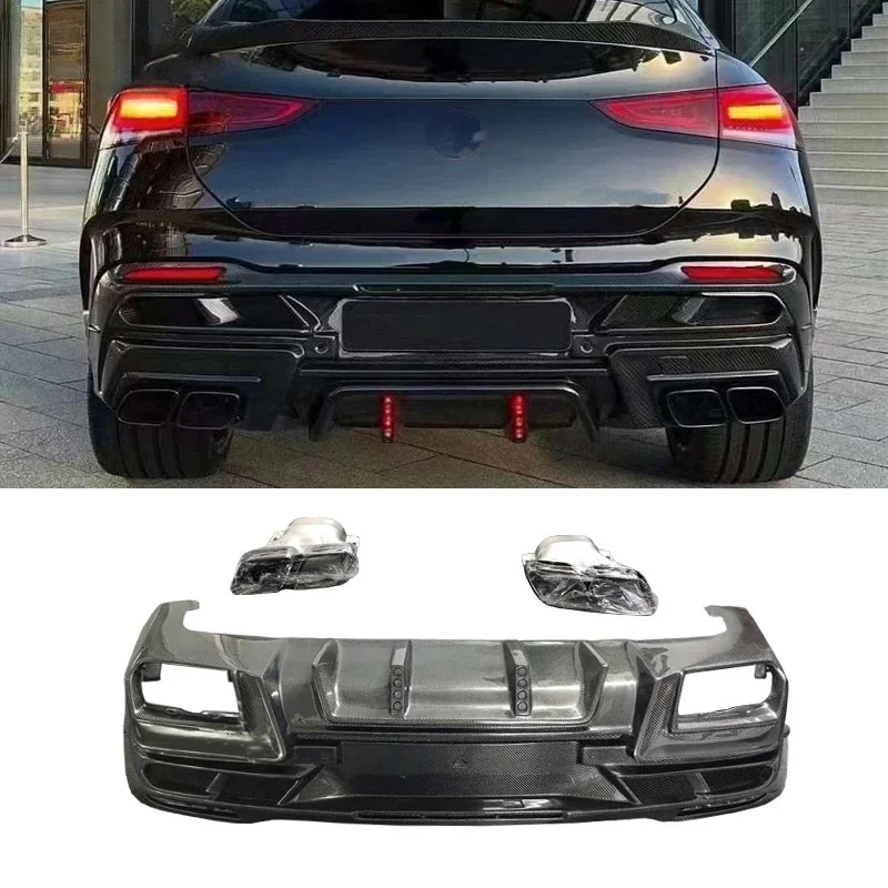 Carbon Fiber Body Kit Rear Bumper Rear Diffuser Tail Pipes for Mercedes-Benz GLE SUV/COUPE 20-22 LD Style