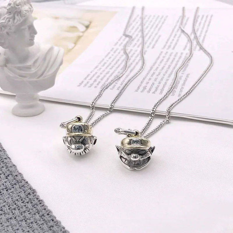 Cute fashion accessories Korean version S925 sterling silver game protagonist brother pendant necklace, niche men and women T-sh