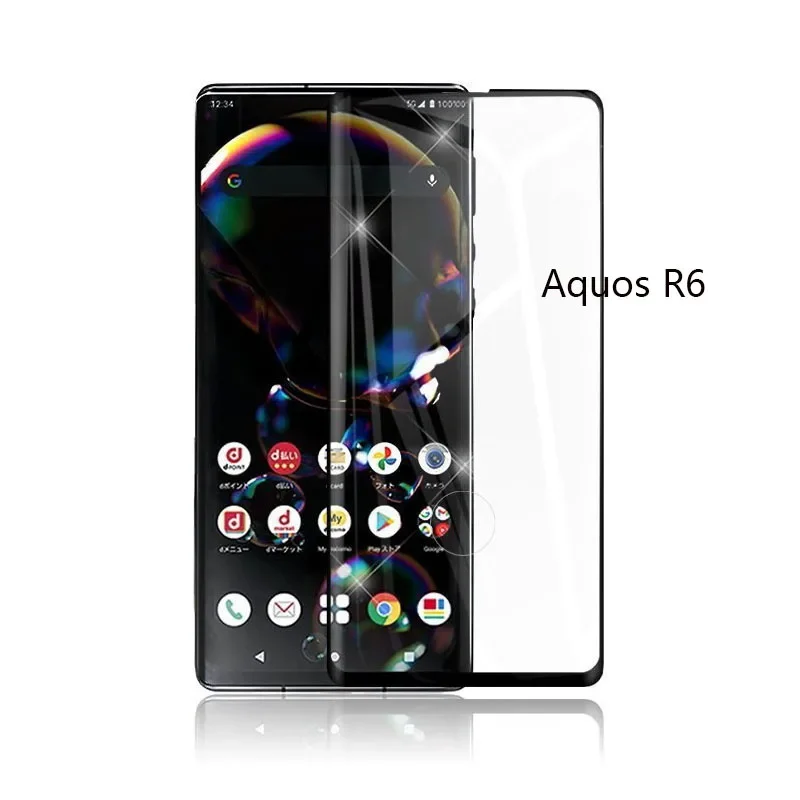 9H Tempered Glass for Sharp Aquos R6 r6 Screen Protector for AQUOS R6 3D Curved Edge Full Cover Glass Protective Cover Film