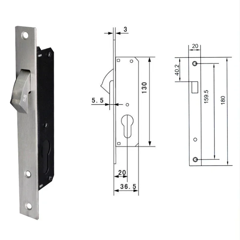 Sliding Door Lock aluminum alloy Window Locks Anti-Theft Safety Wood Gate Floor Lock With Cross Keys For Furniture Hardware