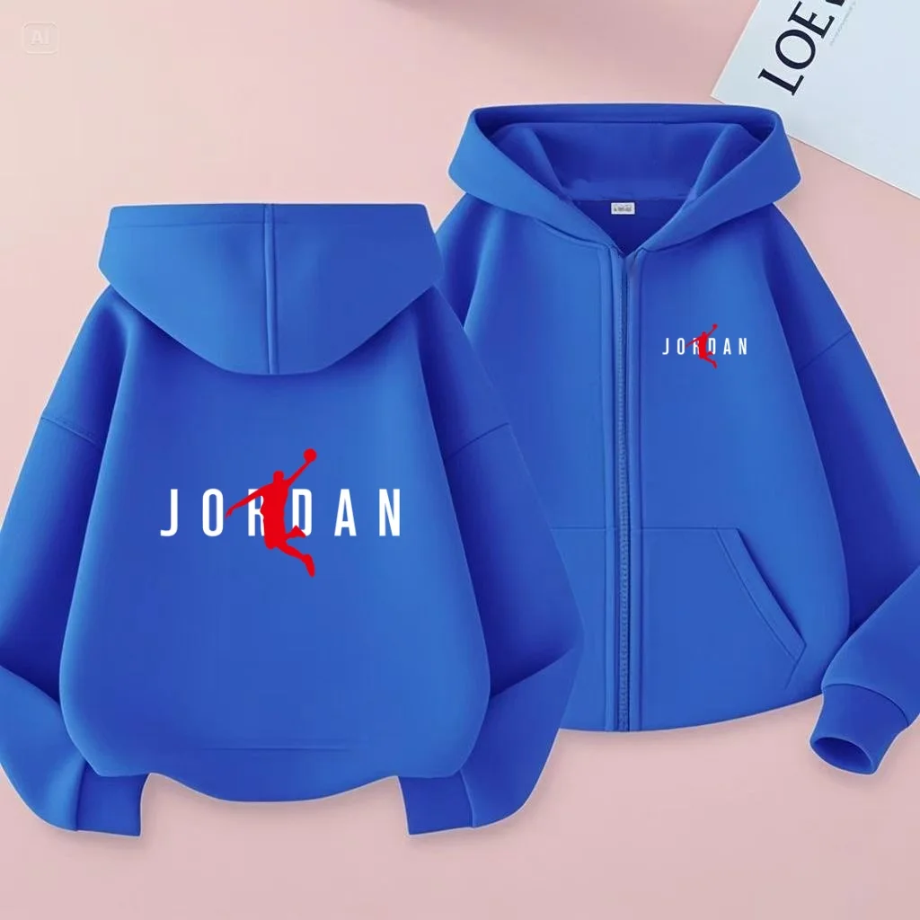 Hot-selling Basketball Star Print Kids Charming Clothes Zipper Style Hoodie Girls Boy 3-12 Years Leisure Fashion Sweatshirt Coat