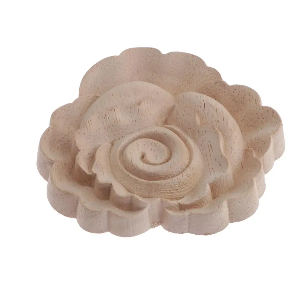 Unpainted Wood Carved Corner Onlay Applique home Decor Furniture Applique with Exquisite Carved Wooden Flower Patterns