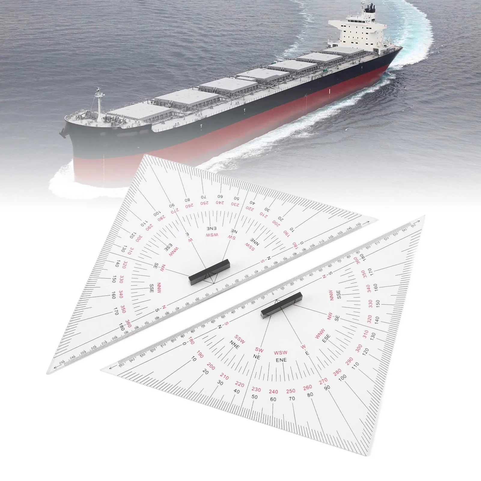 Marine Navigation Measuring Tool Triangle Protractor Triangle Ruler Accurate Distance Marking For Nautical Chart Operation