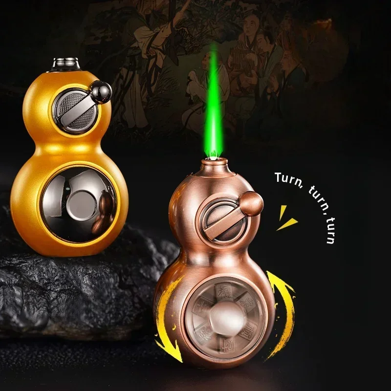 Black Myth Game with The Same Gourd Shaped Straight Forward Windproof Turntable Decompression Arm Inflatable Lighter