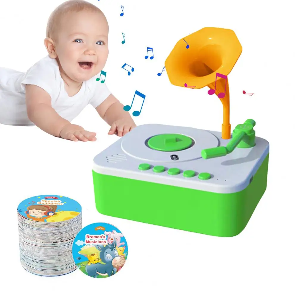 การเรียนรู้แผ่นเสียงเด็กแผ่นเสียงของเล่น 93 การ์ดเรื่อง Early Education Phonograph เครื่องบันทึกเพลงสําหรับเด็กสําหรับเด็กวัยหัดเดิน