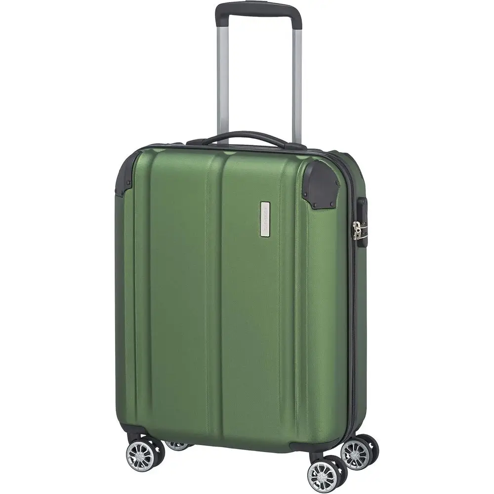 

Compact 4-Wheel Hard Case Suitcase, Lightweight, 55cm, 40L, Green, City Travel Trolley