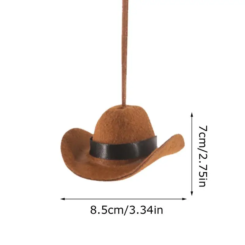 Cowboy Hat Ornament For Car Cute Cowboy Hat Fabric Pendant For Car Women Men Road Trip Fun Automotive Interior Decoration