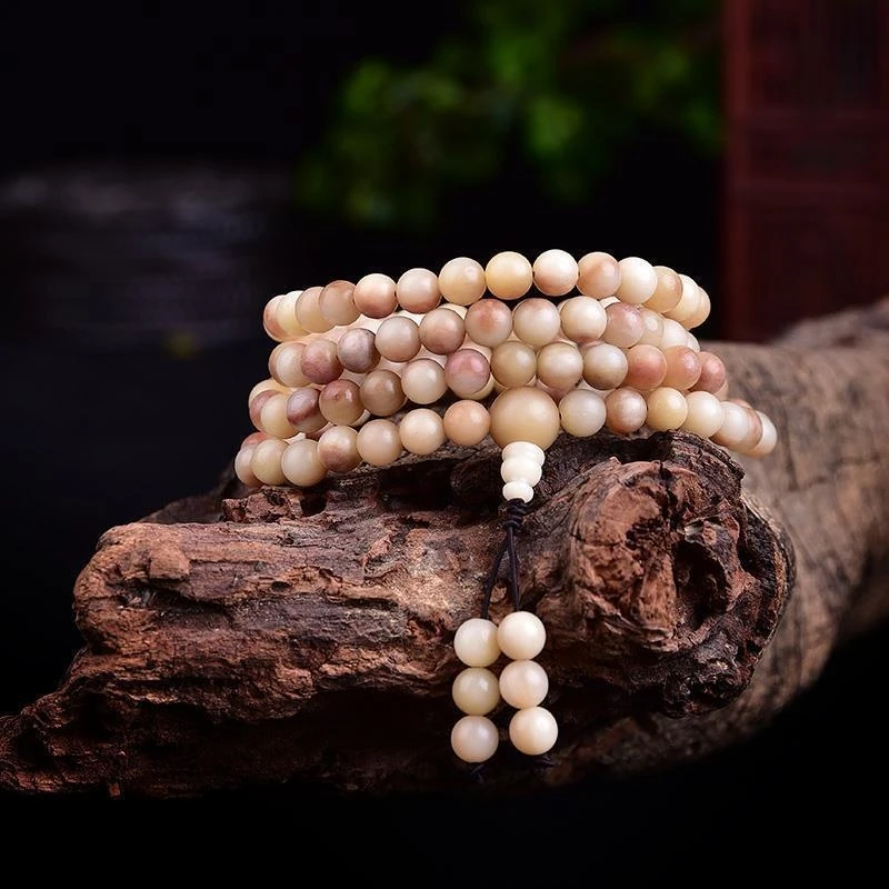 Natural full-grain camel bone bracelet with 108 round beads, tadpole pattern, suitable for men and women as a couple's prayer be