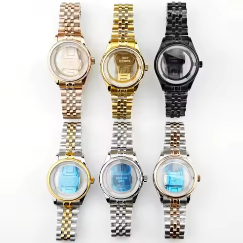 39mm 1908 Watch Case Domed Fluted Divided Bezel Fit 33mm Dial Jubilee Strap For Seiko NH35/36 Movement Mineral Crystal Mod Parts