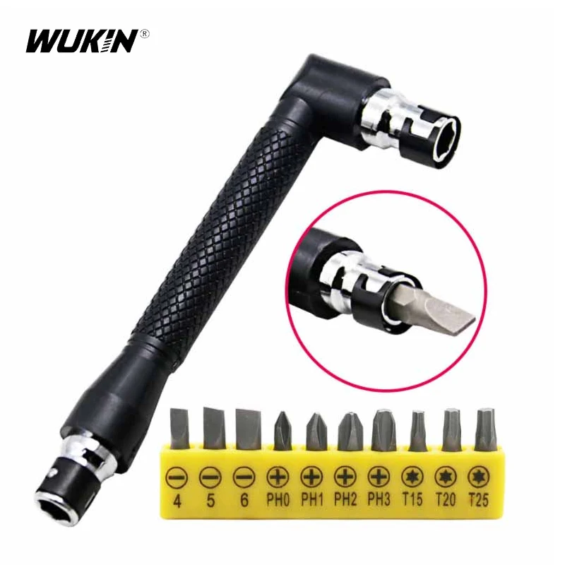 L-shape Double Head Socket Wrench 1/4 Hexagon Drive Socket Screwdriver Bits Ratchet Wrench Multifunctional Holder Repair Tools