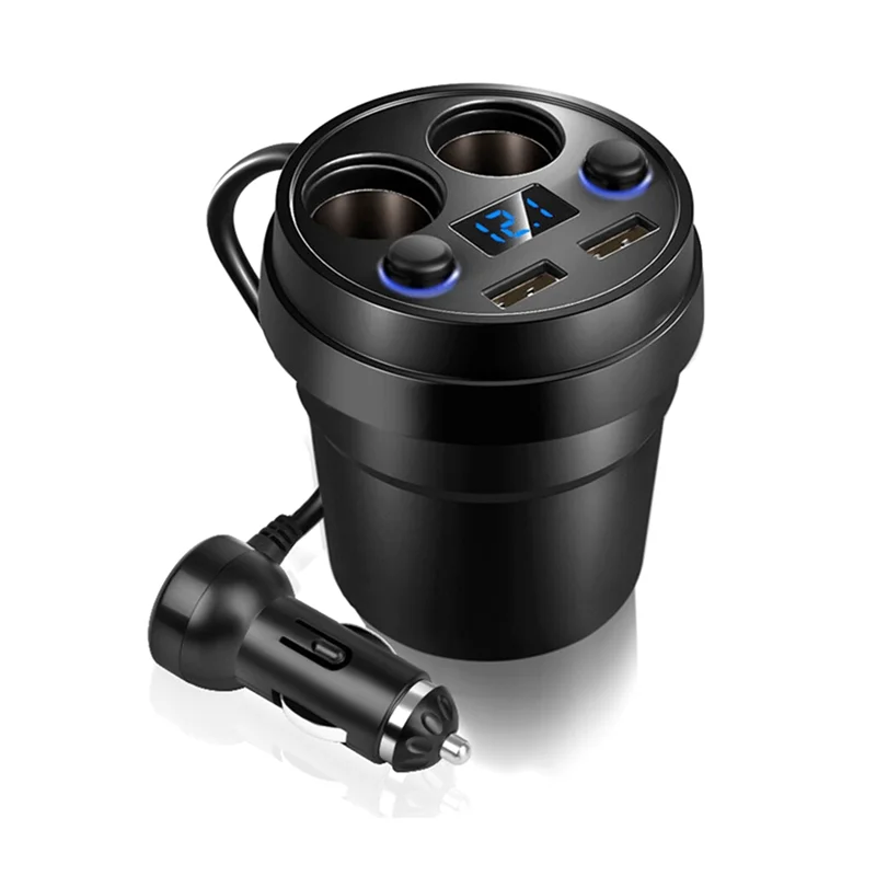 

Universal Car Cup Charger Dual Usb With Cable Car Charger Multi-Function Cigarette Lighter Car Mobile Phone Charger