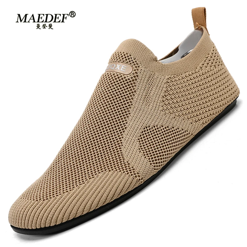 

MAEDEF Men Mesh Loafers Driving Moccasins High Quality Flats Walking Shoes Breathable Non Slip Brown Casual Loafers Men's Shoes