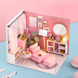 Wooden Mini Miniature Doll House DIY Small House Kit 3D Puzzle Building Assembly House Furniture Toy Children's Birthday Gifts