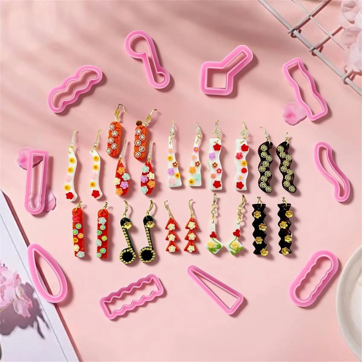 

Long Dangle Shape Clay Earring Cutters Set - 129 Pcs Polymer Clay Cutter Tools for Beginners and Professionals