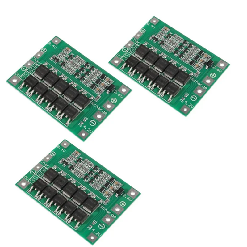 3pcs 3S 40A 60A Li-ion Lithium Battery Charger Protection Board 18650 BMS for Motor 11.1V 12.6V/14.8V 16.8V Enhance