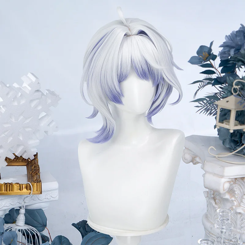 Game Genshin Impact Aksinya Cosplay Wig Scalp Top Detachable Bow For Halloween Comicon Party Adult Women Men