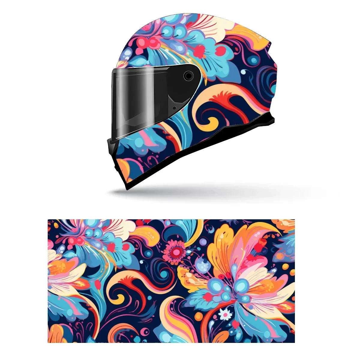 

Multicolor Abstract Floral Full Helmet Wrap Sticker Motorcycle Helmet Racing Graphic Decal Vinyl Wrap Helmet Decorative Sticker
