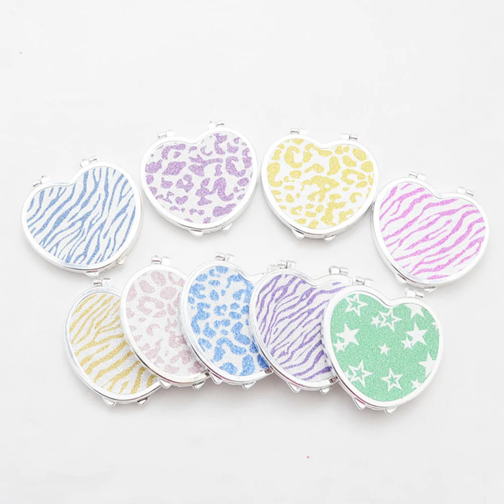 Heart Shaped Mini Folding Pocket Makeup Mirror Portable Double Side Compact Mirror for Women Purse Bathroom Gift