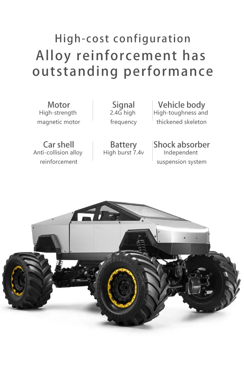 46CM 1:10 Climbing Electric Remote Control Car Truck 2.4G 4WD LED Lighting Alloy High Speed Off-Road Car Truck Gifts