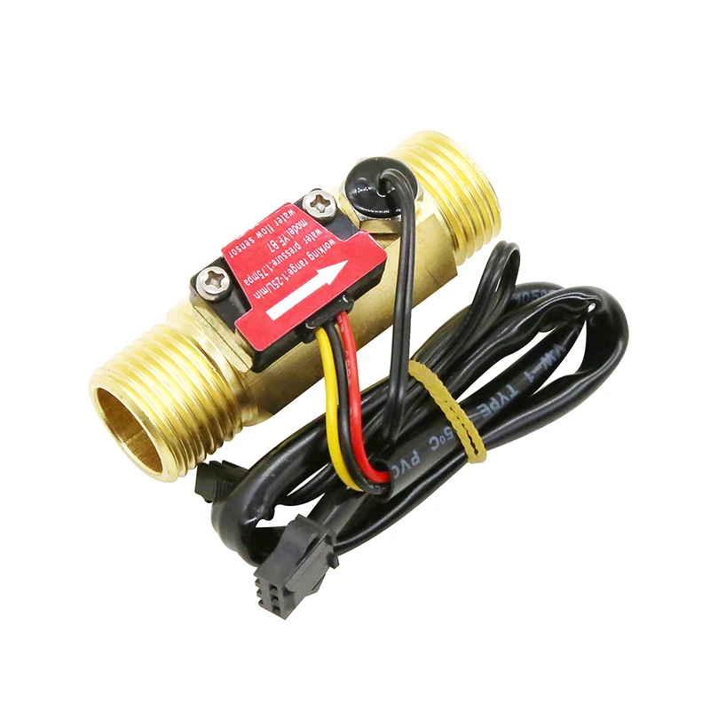 

1/2" 3/4" Water Flow Sensor Switch With Temperature Detection For Turbine Liquid Sensor Copper Shell Hall Flow Meters