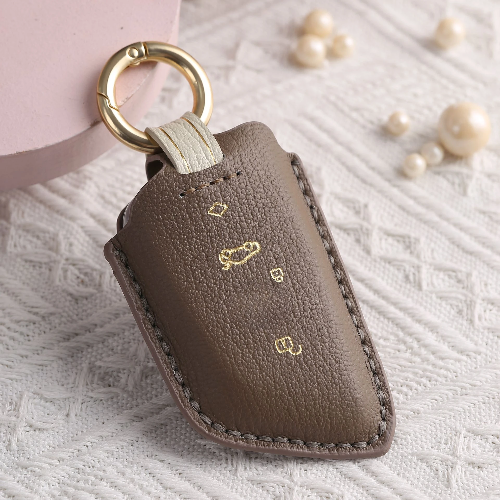 

Used for BMW 5 Series Keybag Blade High End Handmade Shell Buckle Car Leather Keyset Cross Border