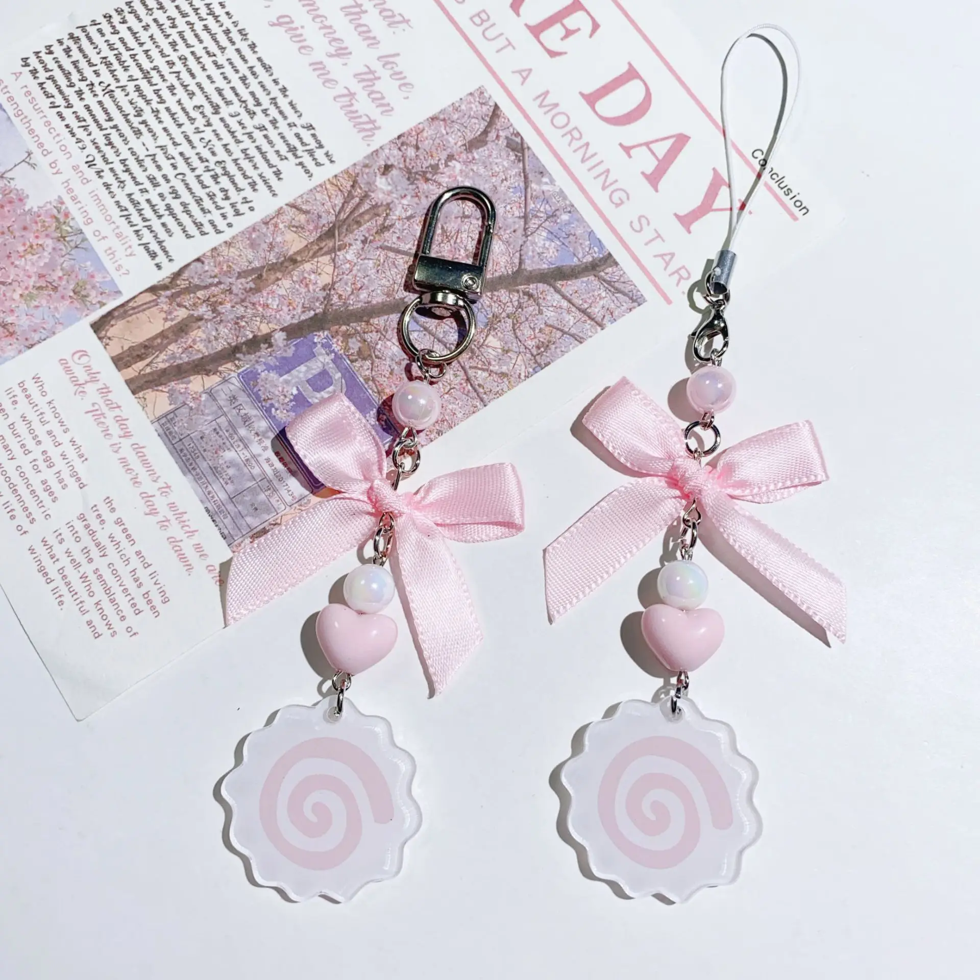 

Модные Y2K ремни для мобильного телефона, очаровательная милая рыбная доска, брелок с бантом, ремешок из бисера, милая сумка для девочек, украшение, кулон