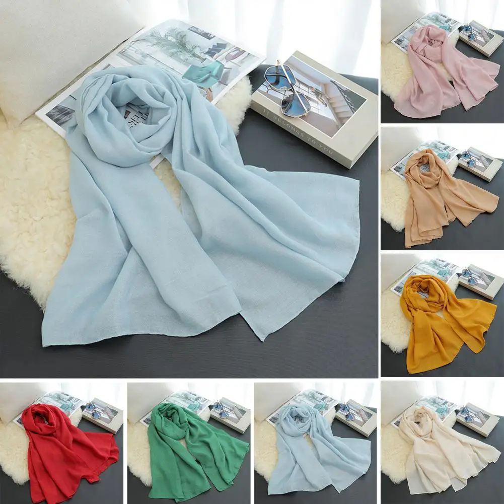 Solid Color Scarf Stylish Women's Lightweight Summer Scarf Collection Large Long Beach Gauze Shawls in Solid for Daily for Beach