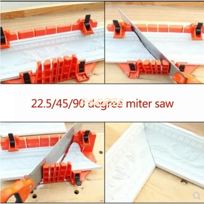 Woodworking Clamping Mitre Box Diagonal Saw Cabinet 45 90 Degree Saw Box Angle Saw Oblique Cutting Groove Sawing Guide Slot