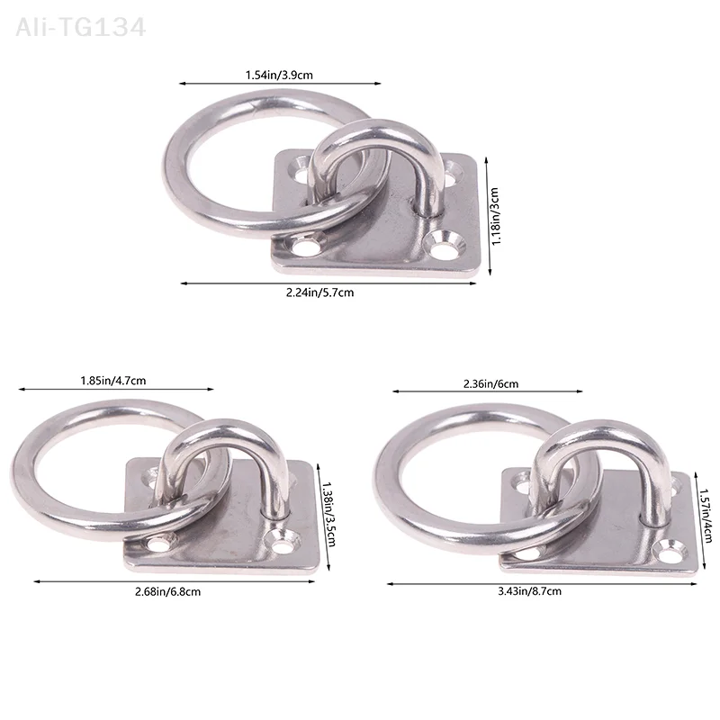 304 Stainless Steel Marine Eye Plate Hook with round Ring Lashing Tie down for Boat Yacht Square Hardware 5/6/8mm