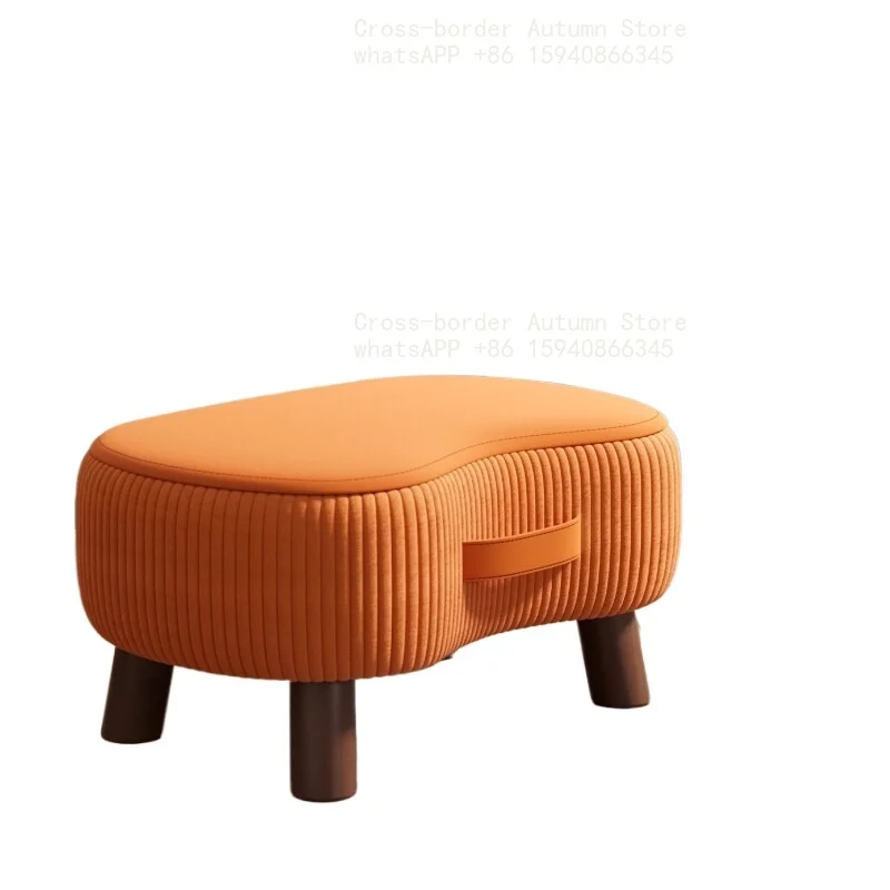 Household Soft Cushion Low Stool Sofa Foot Rest Stool Entrance Shoe Change Stool Mini Padded Chair For Living Room Long Sitting