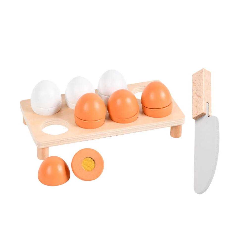 

Wooden Simulated Eggs Play House Toy And Educational Kitchen Supplies Simulation Cutting Children's