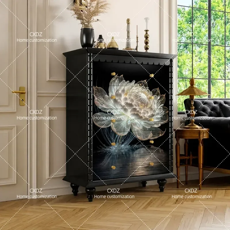 Solid Wood Chest of Drawers Side Cabinet Customizable Storage Unit for Living Room Bedroom Entrance Hallway Aisle Furniture