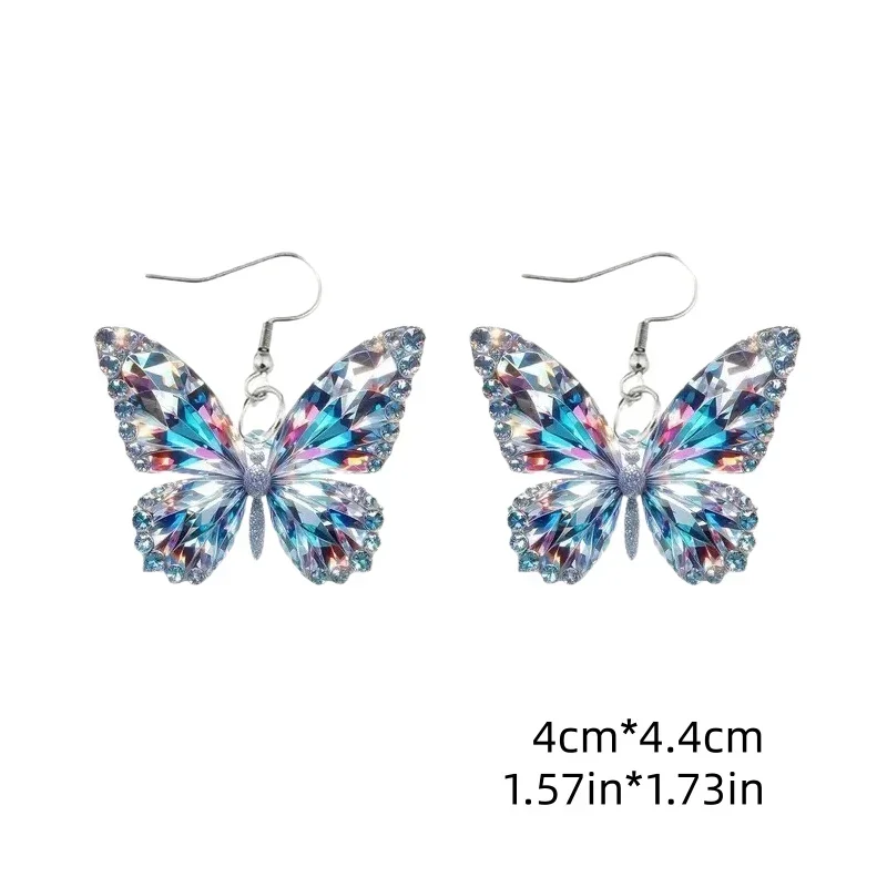 أقراط على شكل فراشة مسطحة من الأكريليك ثنائية الأبعاد، أقراط على شكل فراشة مطبوعة على الموضة مخصصة للسيدات، مناسبة للفصول الأربعة