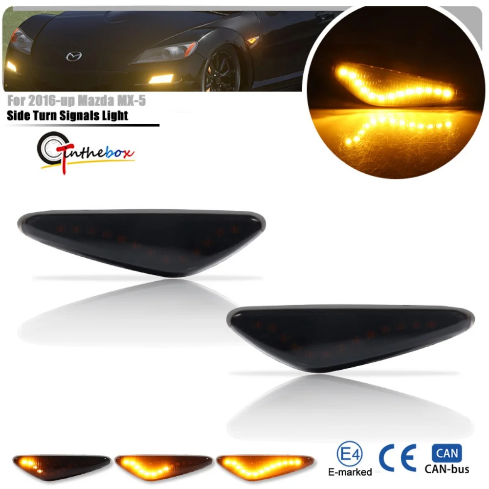 Car Front Fender Side Marker Indicator Lights Dynamic Amber LED Turn Signal Lights For Mazda 6 Atenza GH 5 Premacy CW MX-5 RX-8