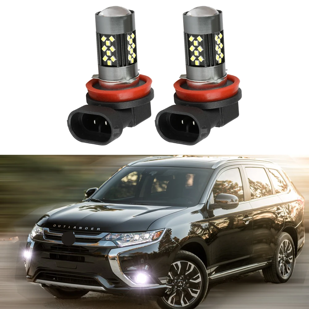 2pcs Led Car Fog Lamp For Mitsubishi Outlander 2010-2016 2017 2018 2019 2020 2021 Front Fog Light Bulb Car Accessories Canbus