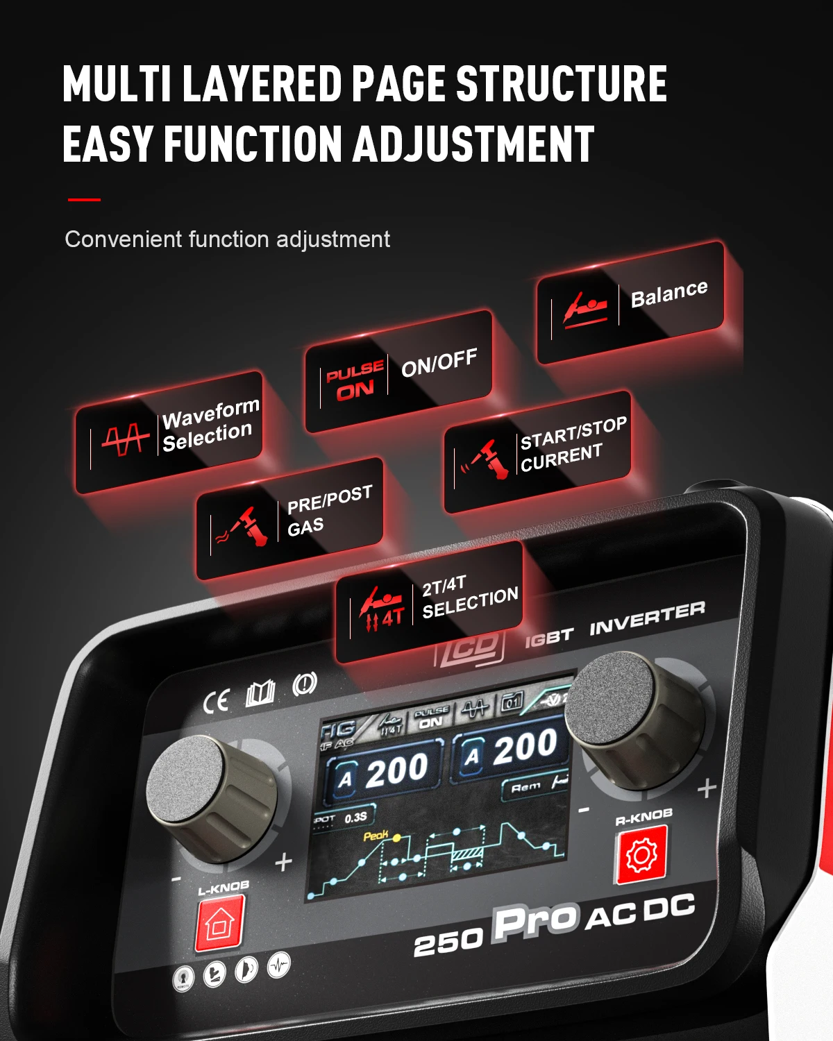 ANDELI   Free Shipping to EU Countries  LCD  220V 200AMP Aluminum Welding Machine  AC DC COLD  TIG