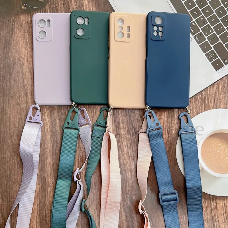 Case For Xiaomi Mi 13T 12T 11T 14T 12 Lite Redmi Note 13 11 10 Pro 12S 13C Crossbody Silicone Necklace Lanyard Soft Strap Cover